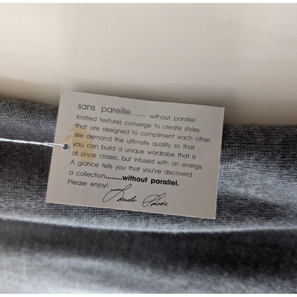 New w/ Tags Sans Pareille Charcoal Sweater w/ Xtra-Fine Merino Wool Size Large - Picture 6 of 8